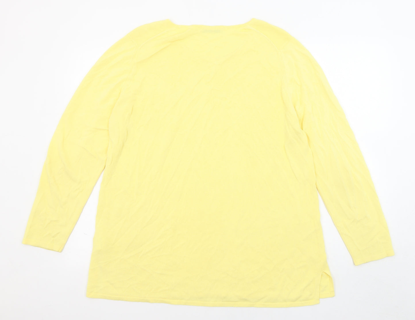 David Nieper Womens Yellow Round Neck Viscose Pullover Jumper Size 18