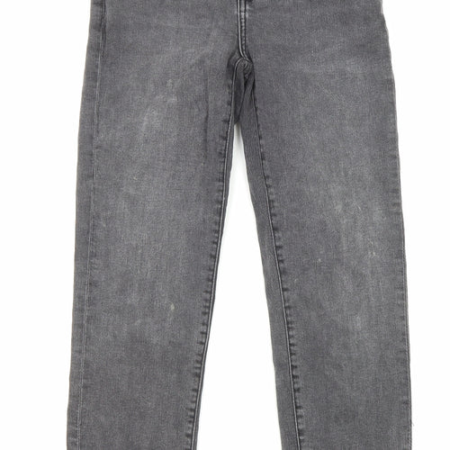 Mango Womens Grey Cotton Skinny Jeans Size 8 L25 in Regular Zip - Acid Wash Distressing
