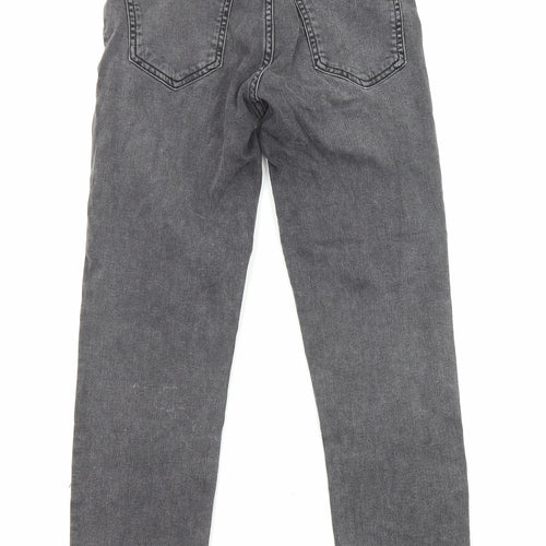 Mango Womens Grey Cotton Skinny Jeans Size 8 L25 in Regular Zip - Acid Wash Distressing