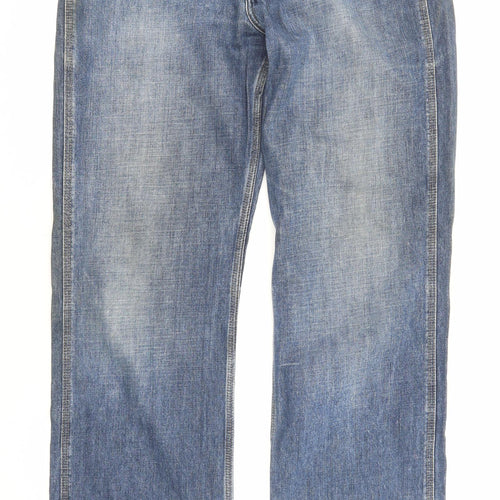 Carhartt Mens Blue Cotton Straight Jeans Size 32 in L34 in Regular Zip