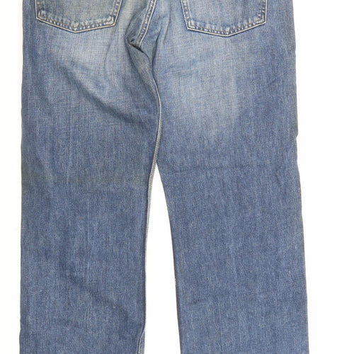 Carhartt Mens Blue Cotton Straight Jeans Size 32 in L34 in Regular Zip
