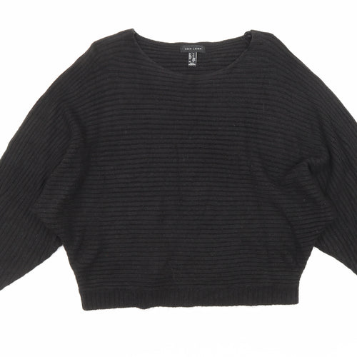 New Look Womens Black Round Neck Acrylic Pullover Jumper Size S