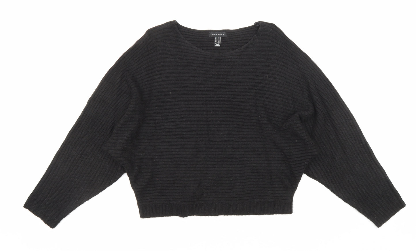 New Look Womens Black Round Neck Acrylic Pullover Jumper Size S