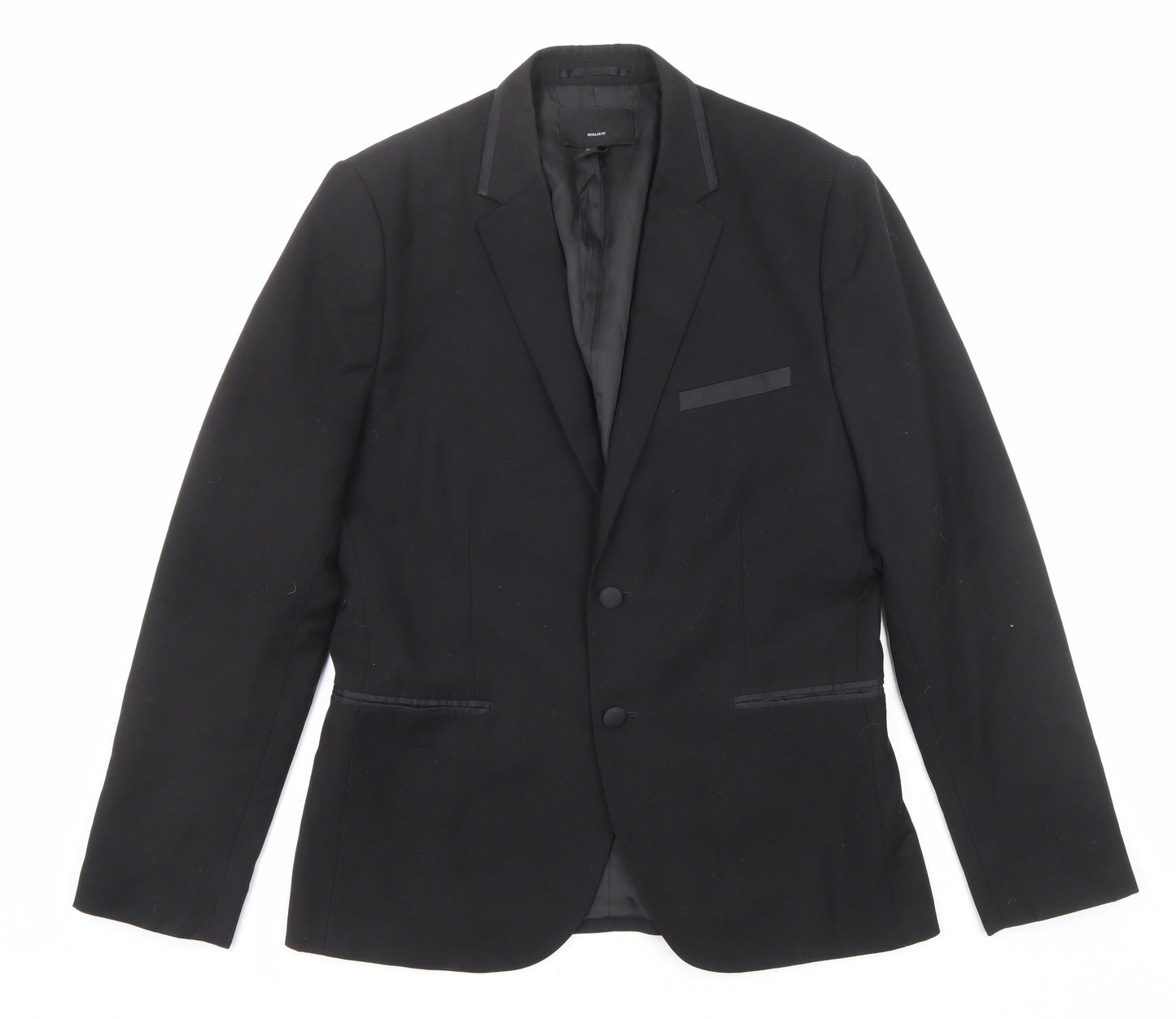 H&M Mens Black Polyester Tuxedo Suit Jacket Size 50 Regular