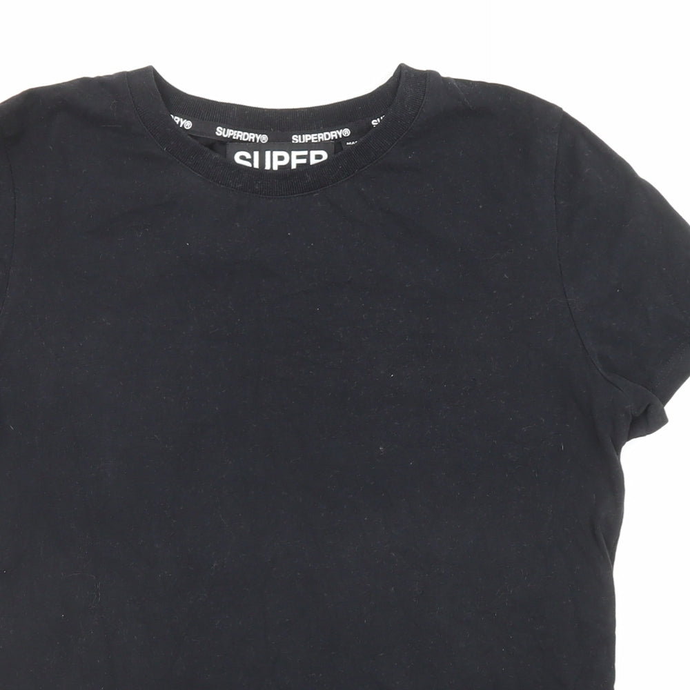 Superdry Womens Black Cotton Basic T-Shirt Size 8 Round Neck
