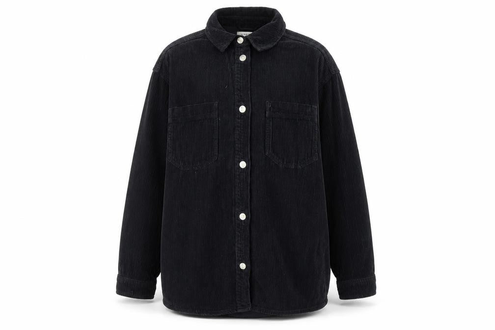 Front view of Topshop women’s black jacket, size UK 6, button