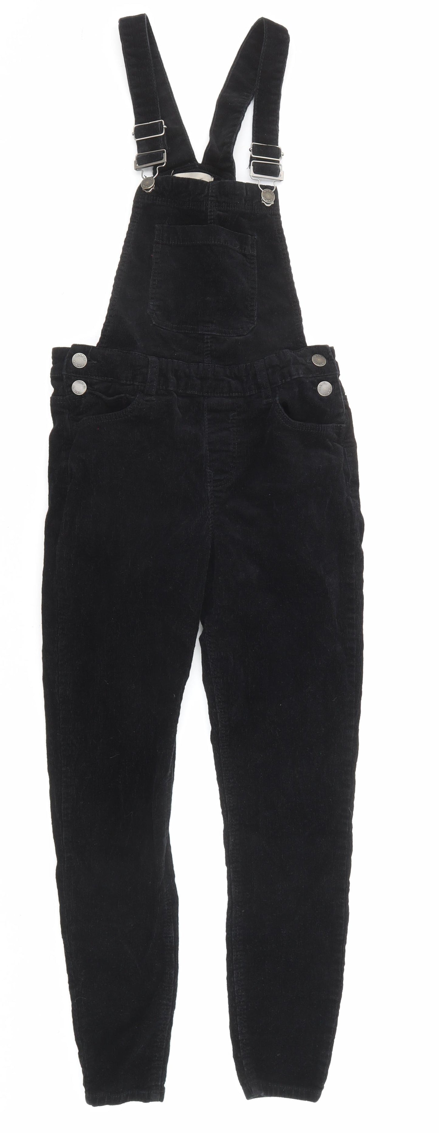 Denim & Co. Womens Black Cotton Dungaree One-Piece Size 8 Button