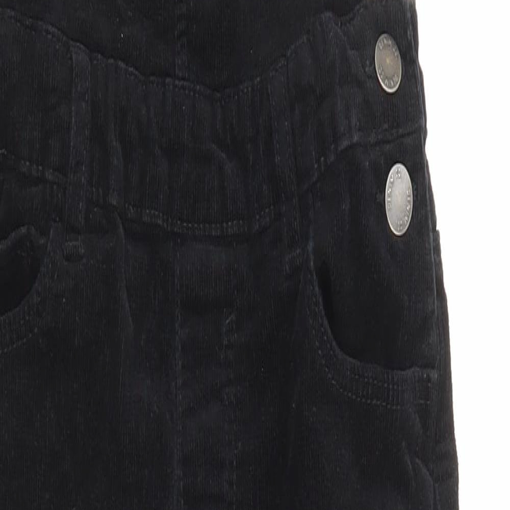 Denim & Co. Womens Black Cotton Dungaree One-Piece Size 8 Button