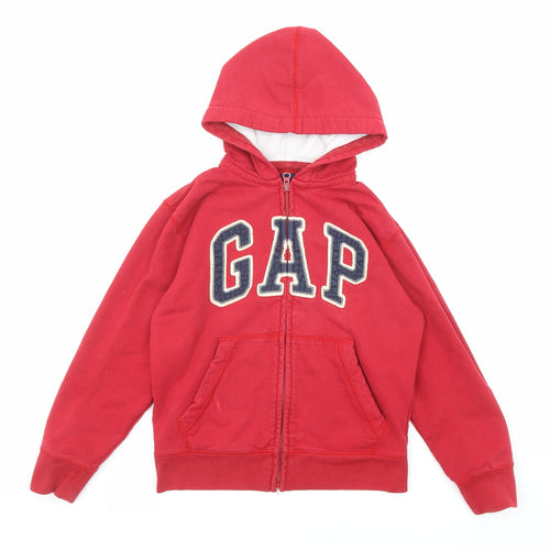 Gap Boys Red Cotton Full Zip Hoodie Size 8 Years Zip