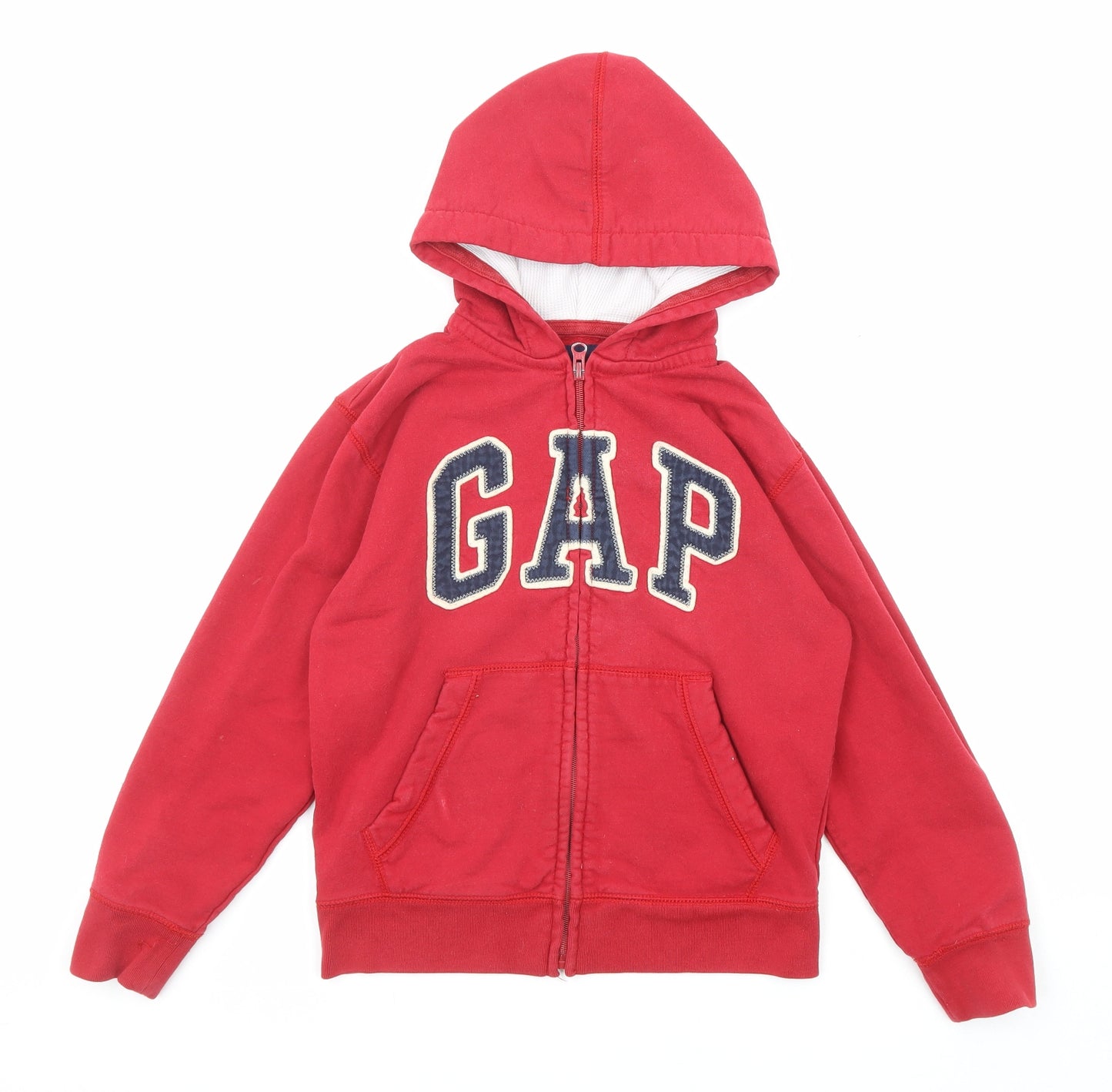Gap Boys Red Cotton Full Zip Hoodie Size 8 Years Zip