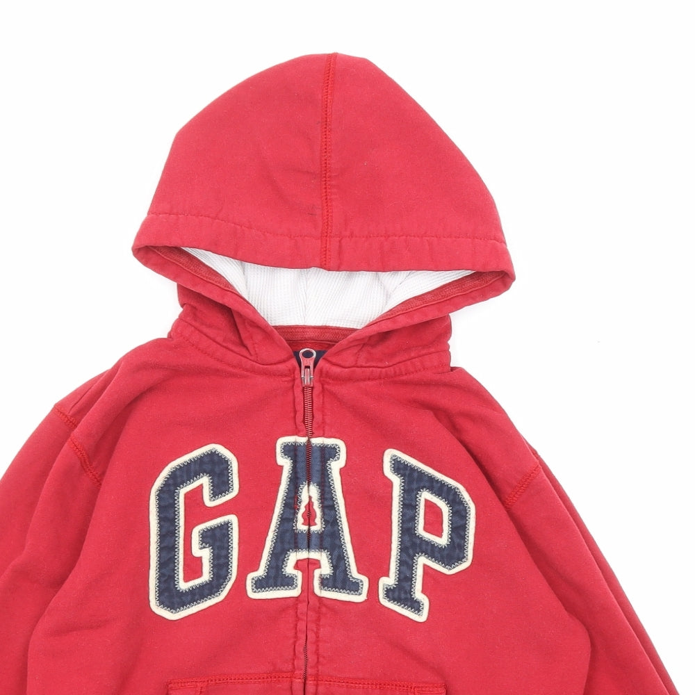 Gap Boys Red Cotton Full Zip Hoodie Size 8 Years Zip