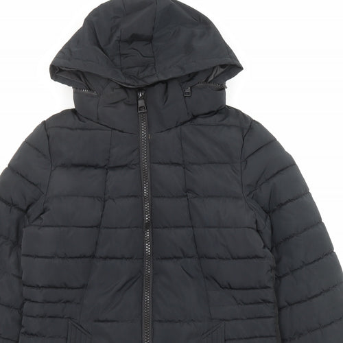 NEXT Womens Black Quilted Coat Size 12 Zip