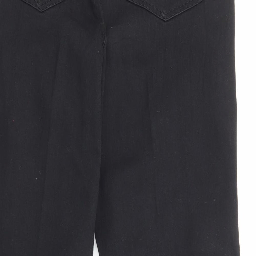 Marks and Spencer Womens Black Cotton Wide-Leg Jeans Size 16 L31 in Regular Zip