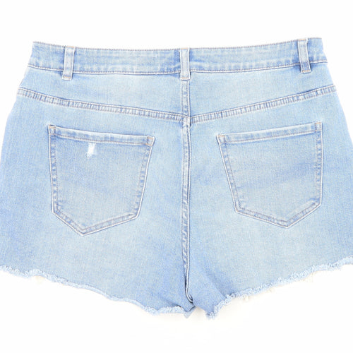 NEXT Womens Blue Cotton Cut-Off Shorts Size 14 Regular Zip - Distressed