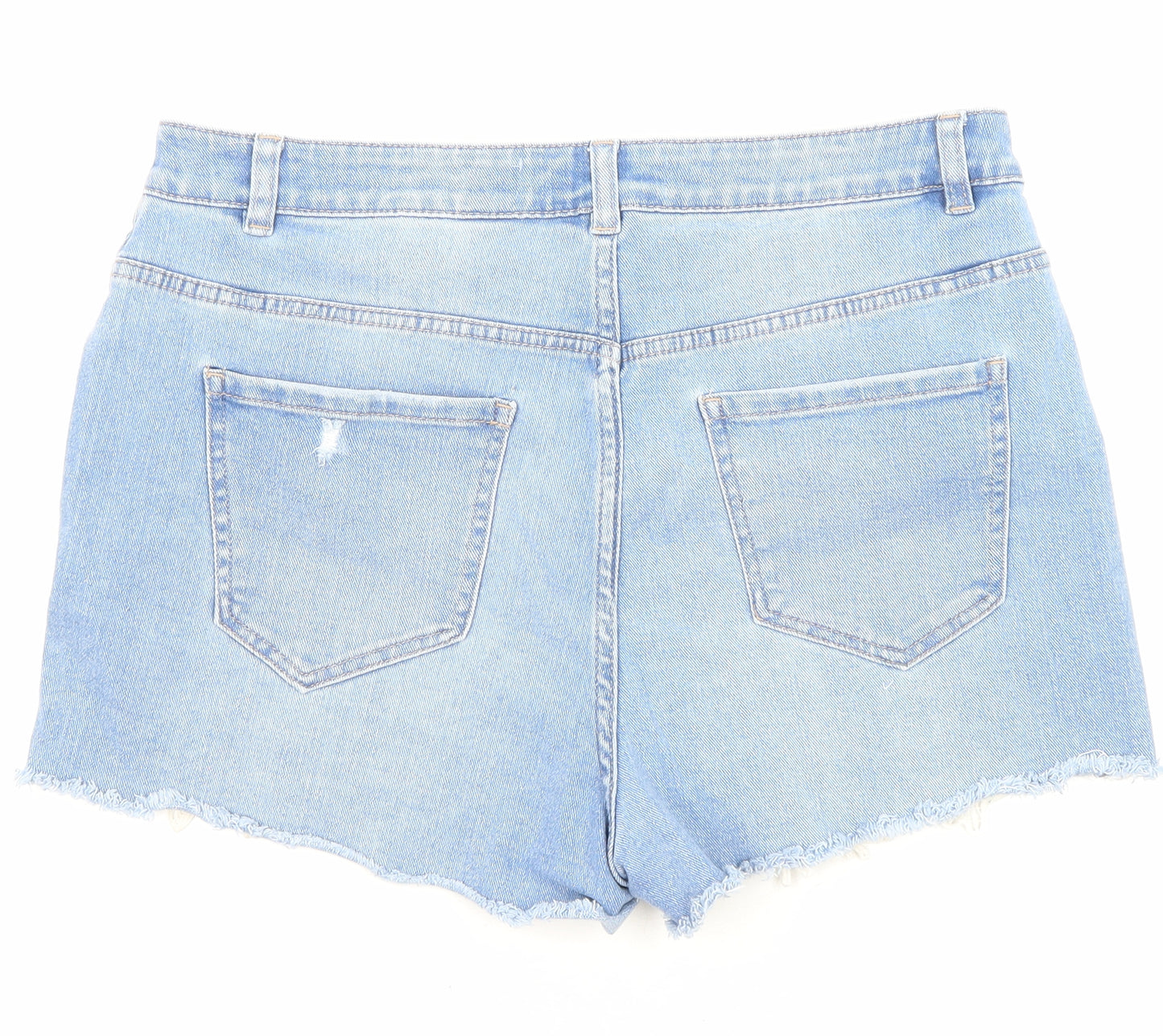 NEXT Womens Blue Cotton Cut-Off Shorts Size 14 Regular Zip - Distressed