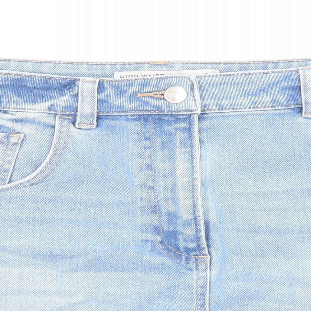 NEXT Womens Blue Cotton Cut-Off Shorts Size 14 Regular Zip - Distressed