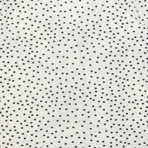 New Look Womens Ivory Polka Dot Polyester Basic Blouse Size 14 V-Neck