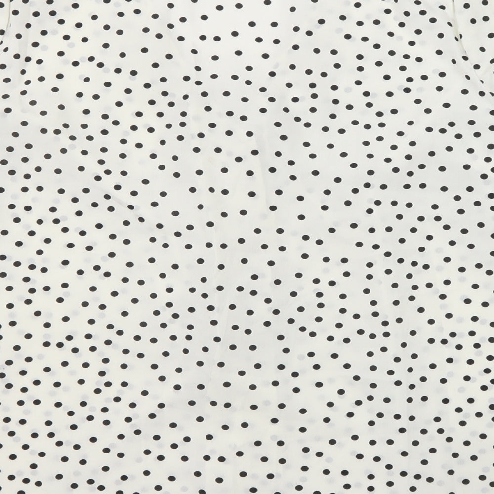 New Look Womens Ivory Polka Dot Polyester Basic Blouse Size 14 V-Neck