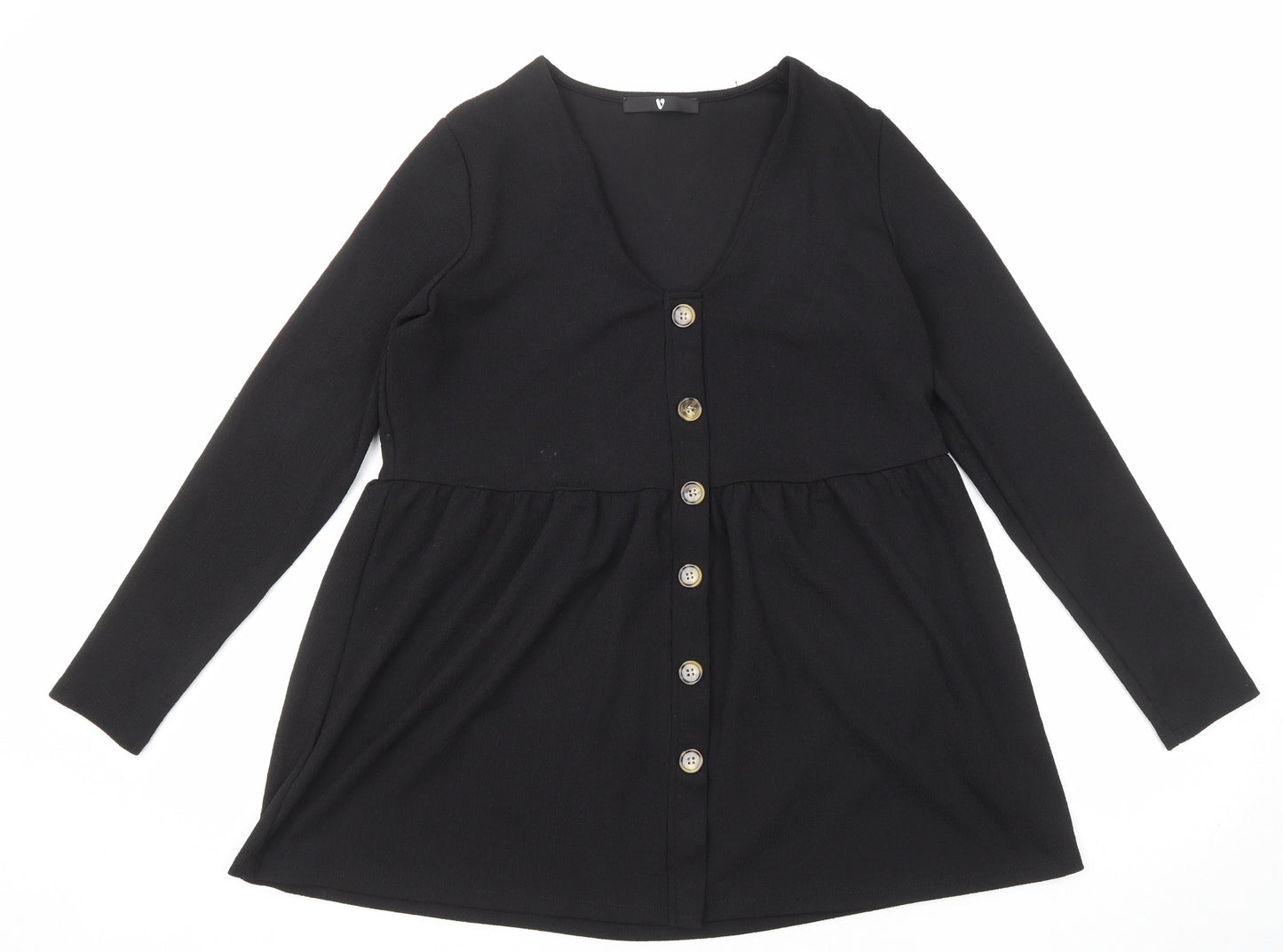 Very Womens Black Polyester A-Line Size 14 V-Neck Pullover