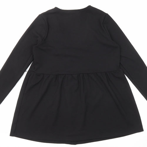 Very Womens Black Polyester A-Line Size 14 V-Neck Pullover