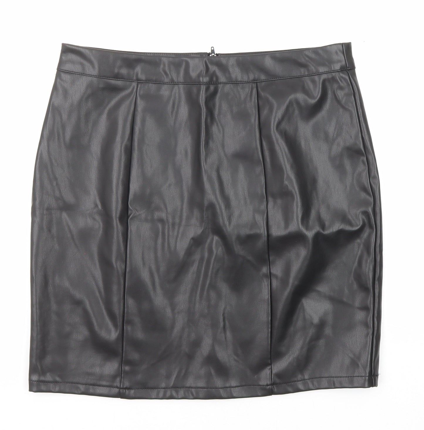 Girls On Film Womens Black Polyester A-Line Skirt Size 14 Zip