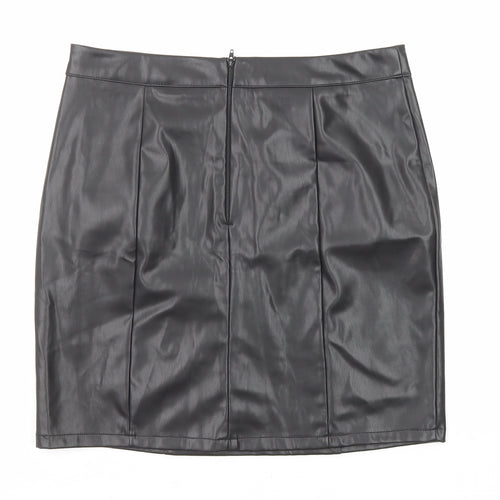 Girls On Film Womens Black Polyester A-Line Skirt Size 14 Zip