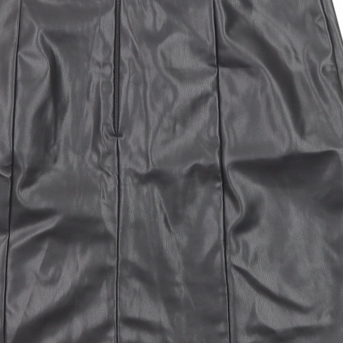 Girls On Film Womens Black Polyester A-Line Skirt Size 14 Zip