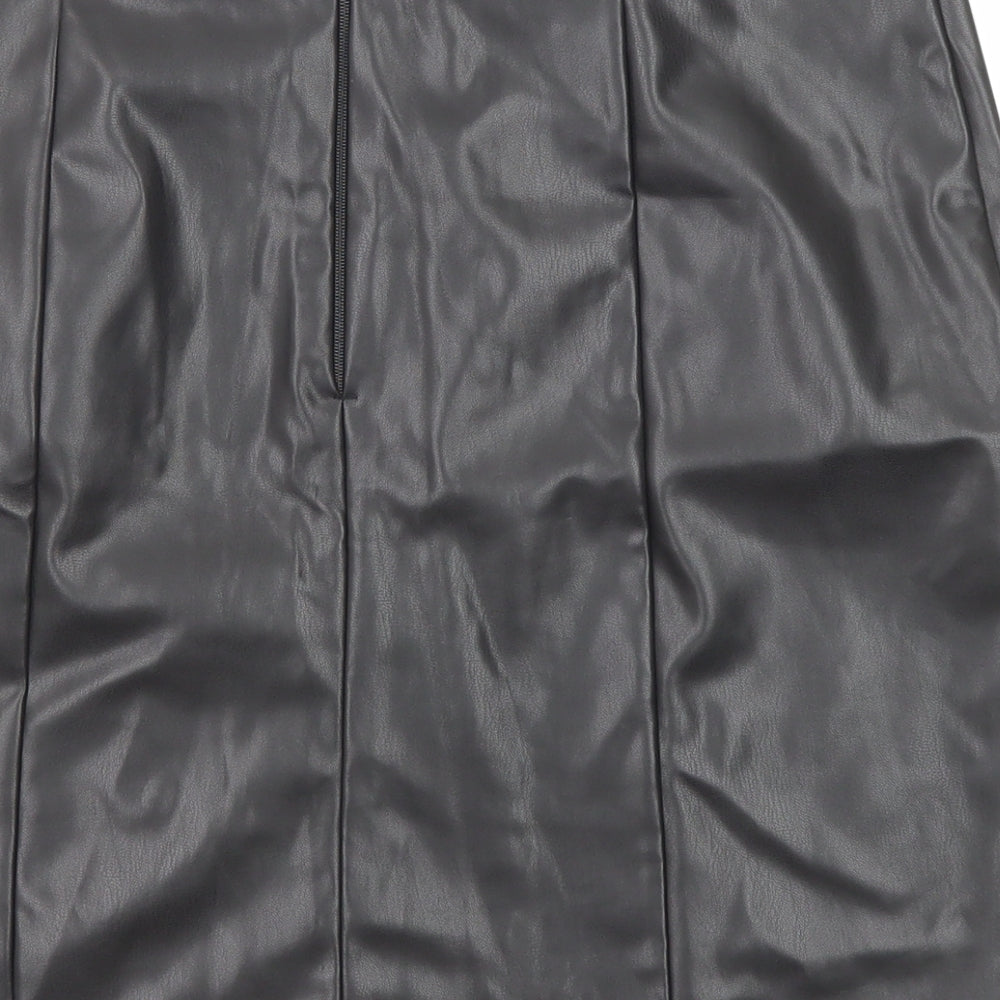 Girls On Film Womens Black Polyester A-Line Skirt Size 14 Zip