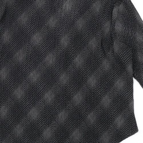 Marks and Spencer Womens Black Geometric Polyester Basic Button-Up Size 12 Collared