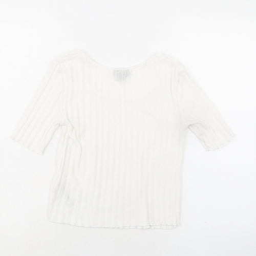 Topshop Womens White Polyester Basic T-Shirt Size 8 Round Neck