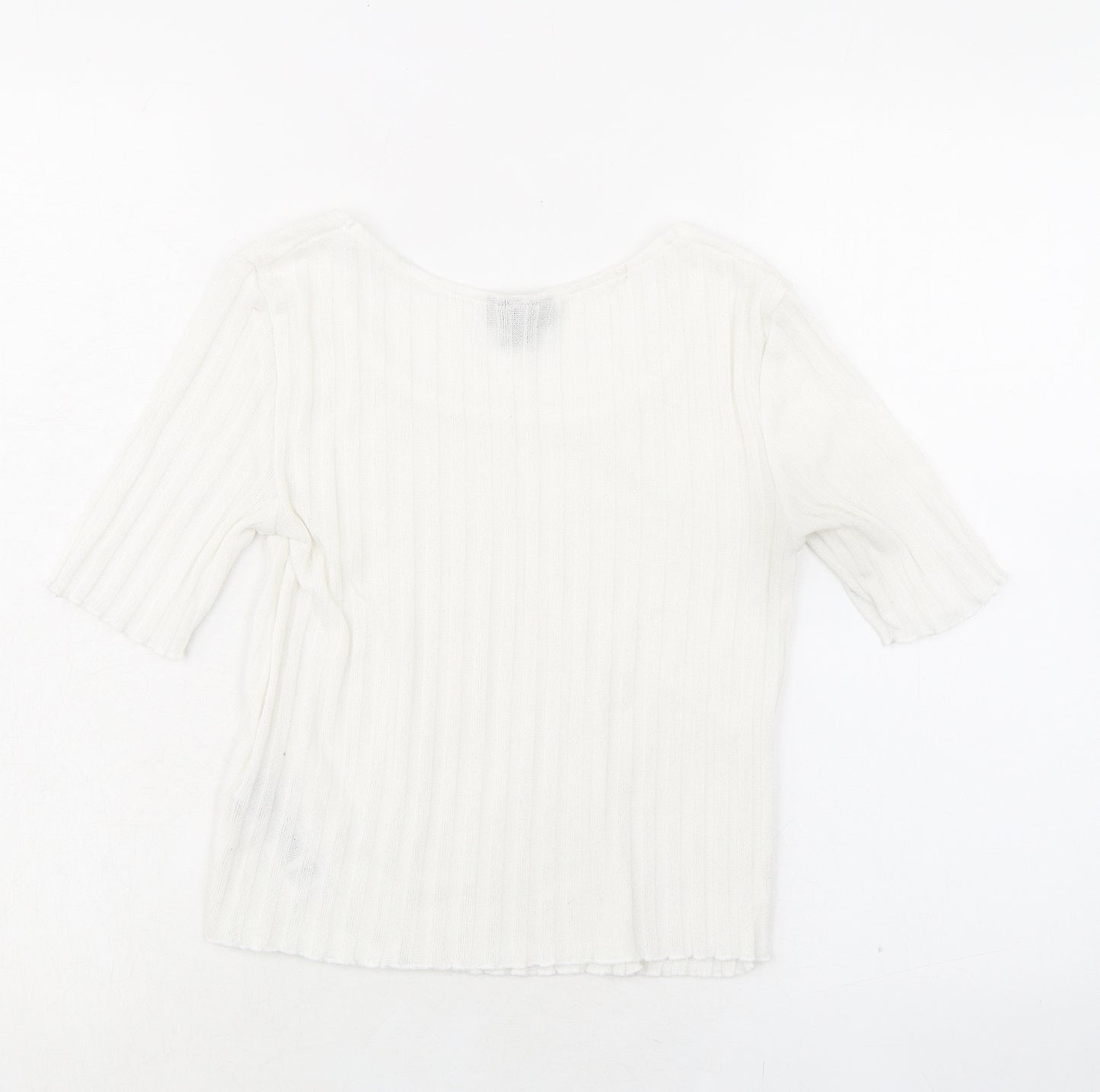 Topshop Womens White Polyester Basic T-Shirt Size 8 Round Neck