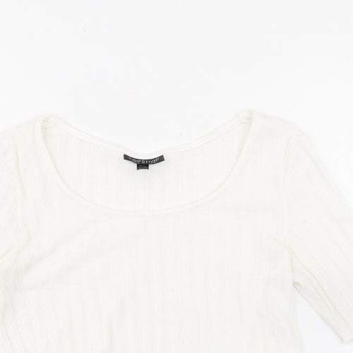 Topshop Womens White Polyester Basic T-Shirt Size 8 Round Neck