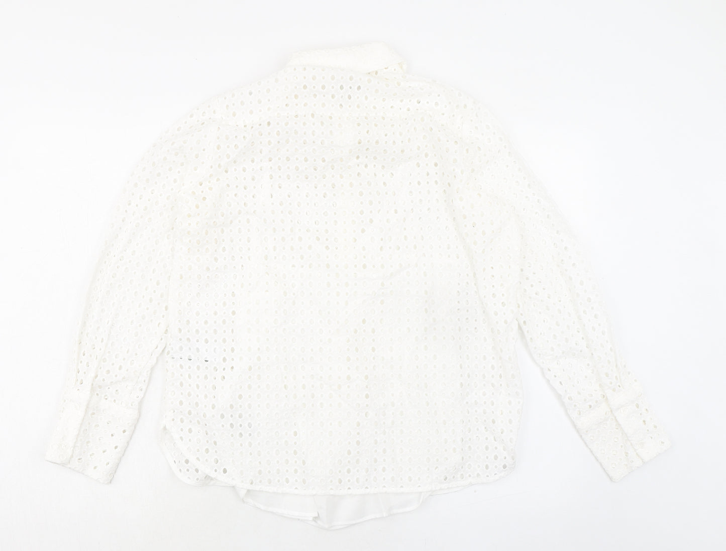 Marks and Spencer Womens White 100% Cotton Basic Button-Up Size 12 Collared