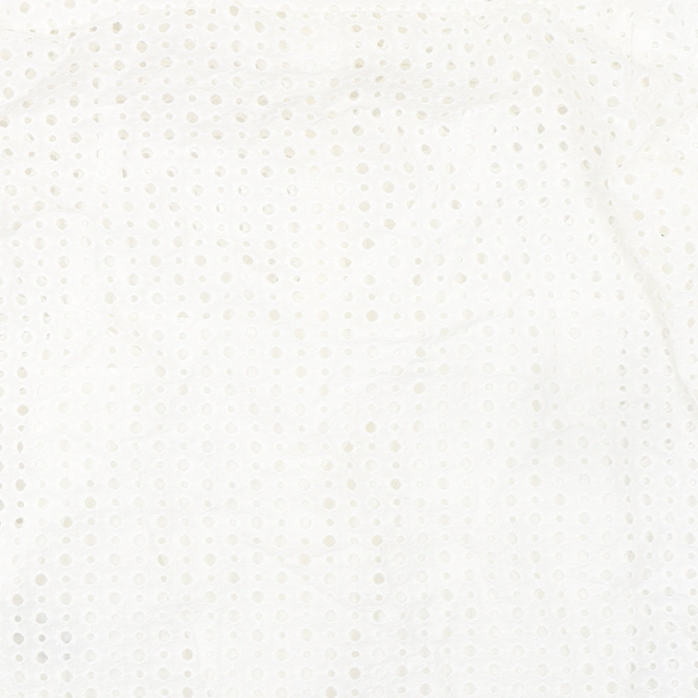 Marks and Spencer Womens White 100% Cotton Basic Button-Up Size 12 Collared
