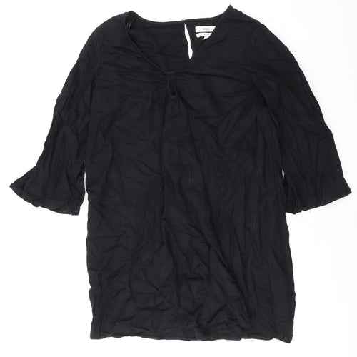 Marks and Spencer Womens Black Flax A-Line Size M V-Neck Pullover