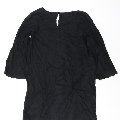 Marks and Spencer Womens Black Flax A-Line Size M V-Neck Pullover