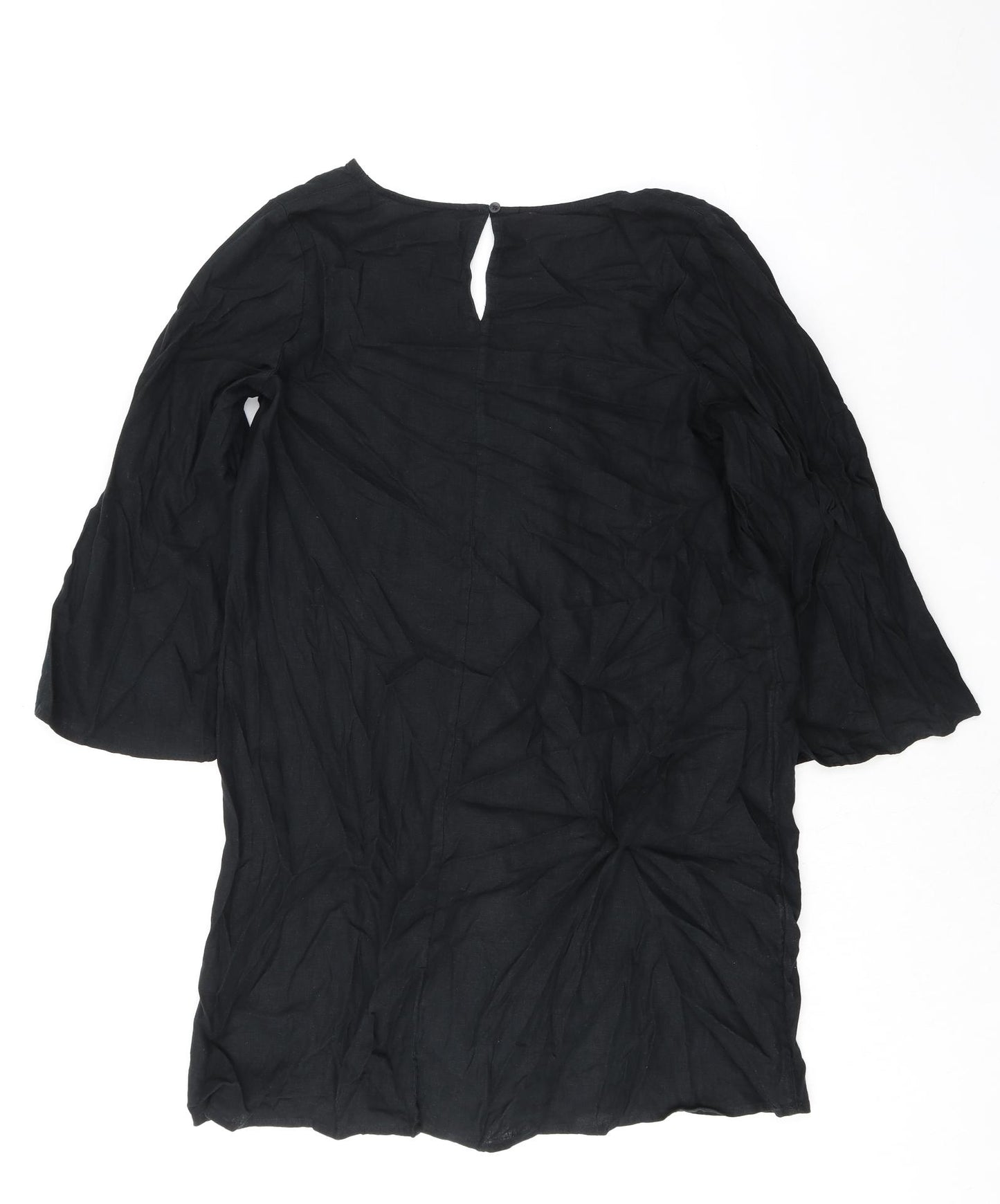 Marks and Spencer Womens Black Flax A-Line Size M V-Neck Pullover