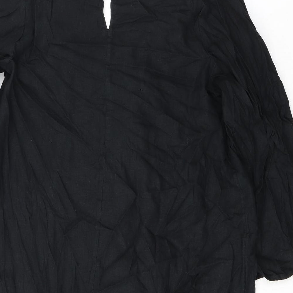 Marks and Spencer Womens Black Flax A-Line Size M V-Neck Pullover