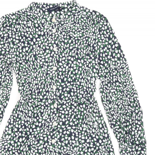French Connection Womens Multicoloured Geometric Viscose A-Line Size 8 Collared Button