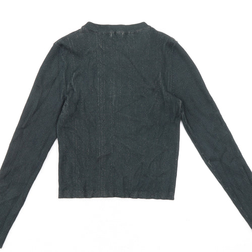Stradivarius Womens Green Round Neck Viscose Pullover Jumper Size L