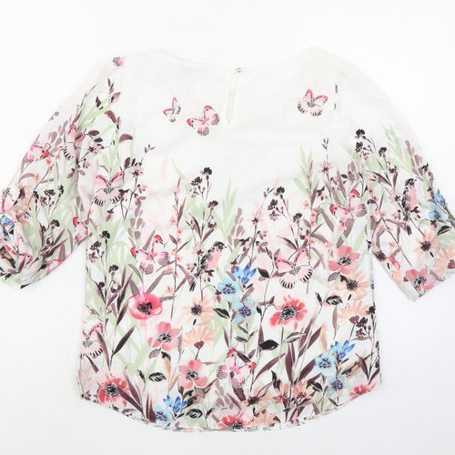 Dorothy Perkins Womens Multicoloured Floral Polyester Basic Blouse Size 10 Round Neck