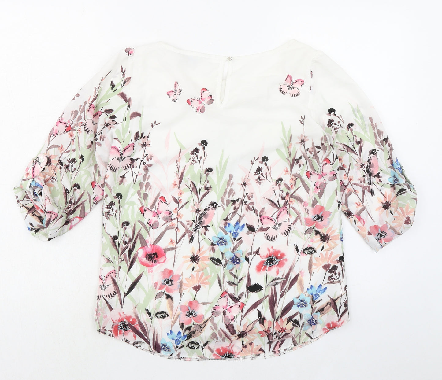 Dorothy Perkins Womens Multicoloured Floral Polyester Basic Blouse Size 10 Round Neck