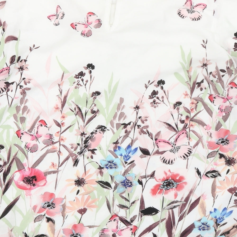 Dorothy Perkins Womens Multicoloured Floral Polyester Basic Blouse Size 10 Round Neck