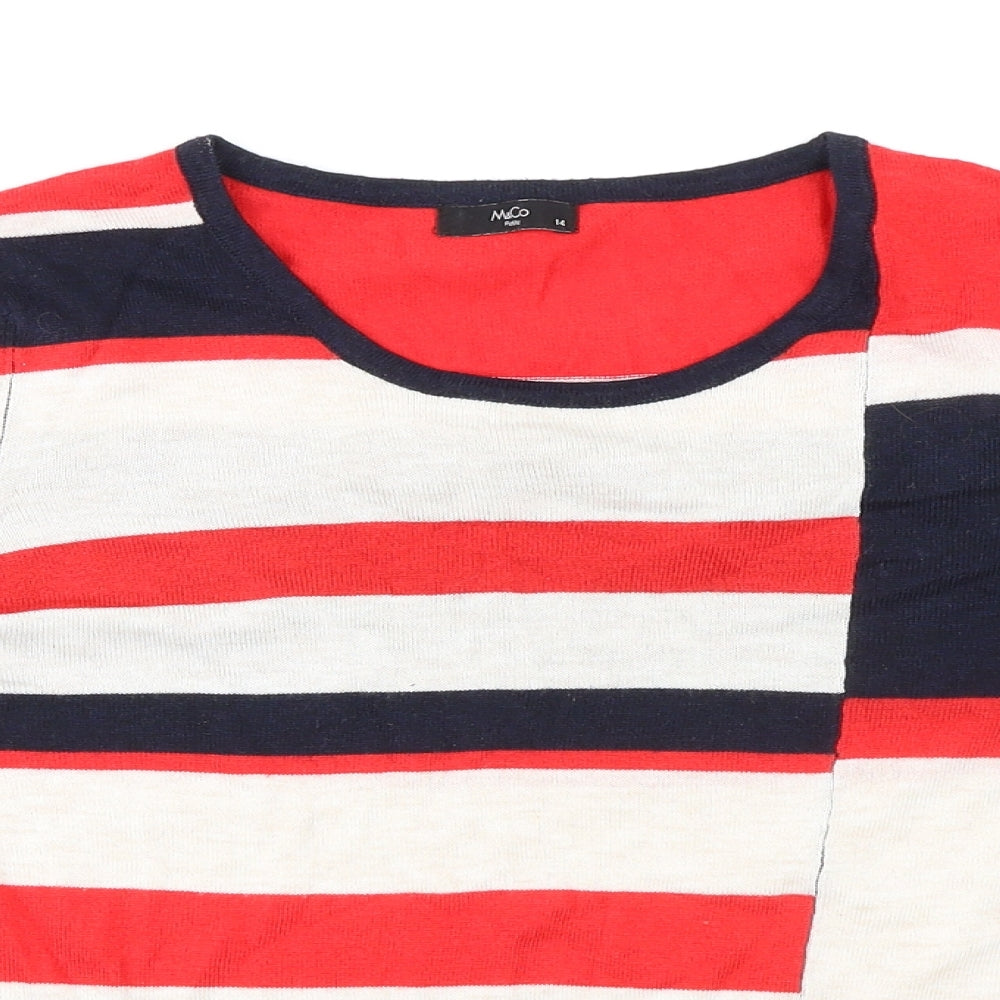 M&Co Womens Multicoloured Crew Neck Polyester Pullover Jumper Size 14 - Colourblock