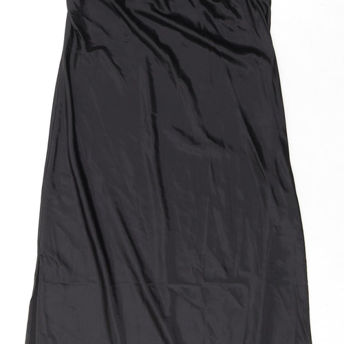 Divided by H&M Womens Black Polyester Slip Dress Size 8 Cowl Neck Pullover - Open Back