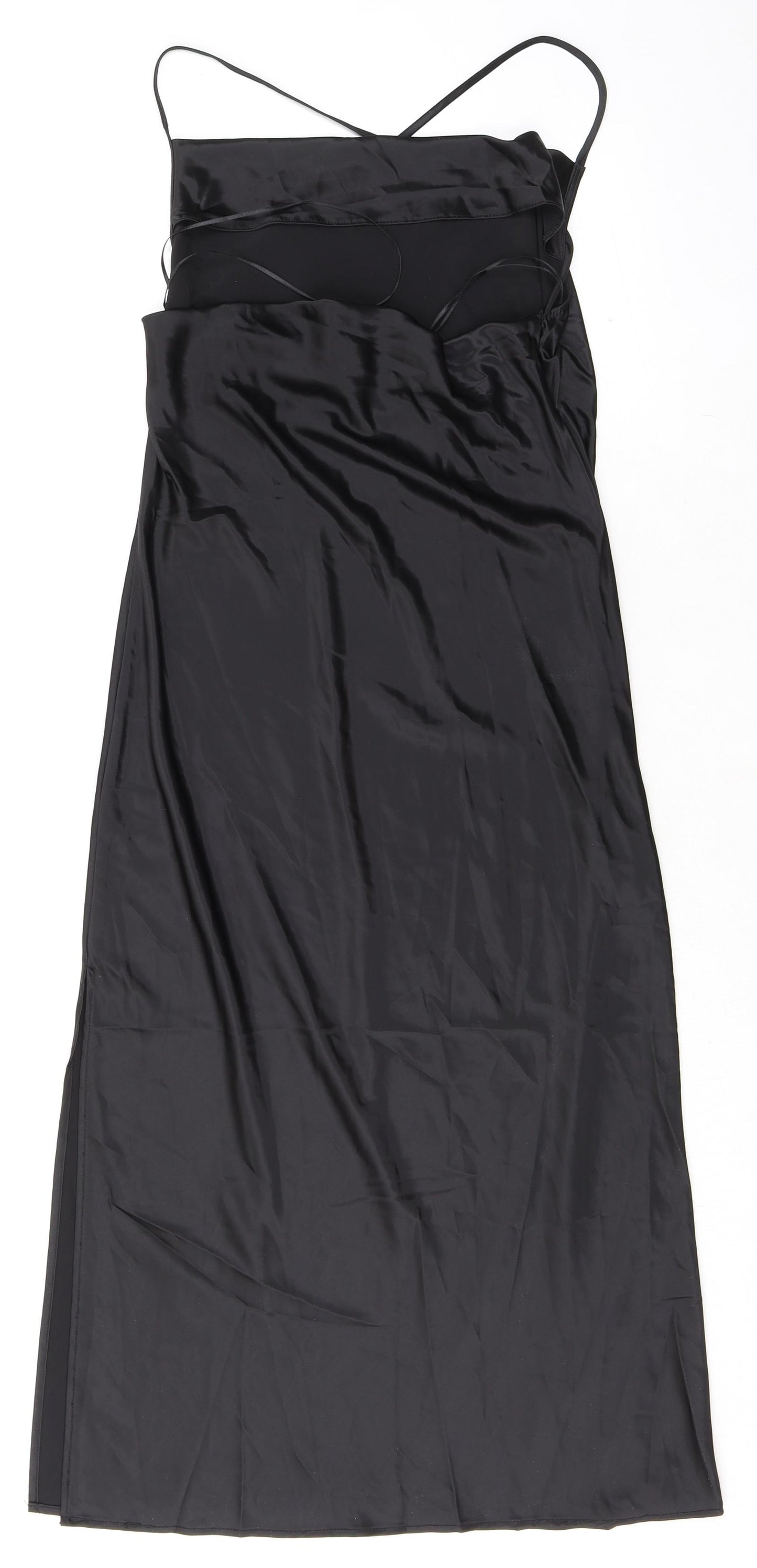 Divided by H&M Womens Black Polyester Slip Dress Size 8 Cowl Neck Pullover - Open Back