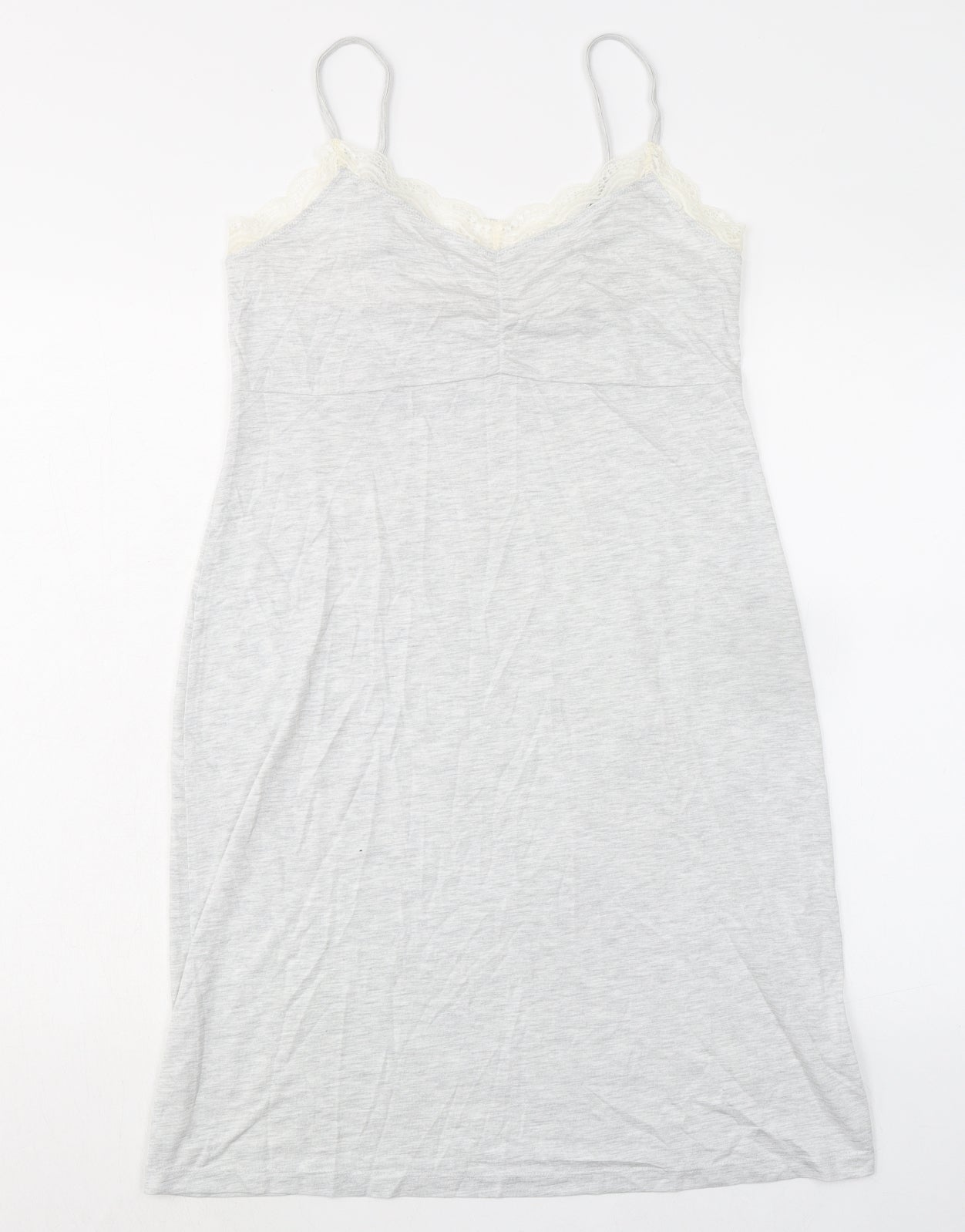 Marks and Spencer Womens Grey Solid Viscose Cami Dress Size M - Lace Trim