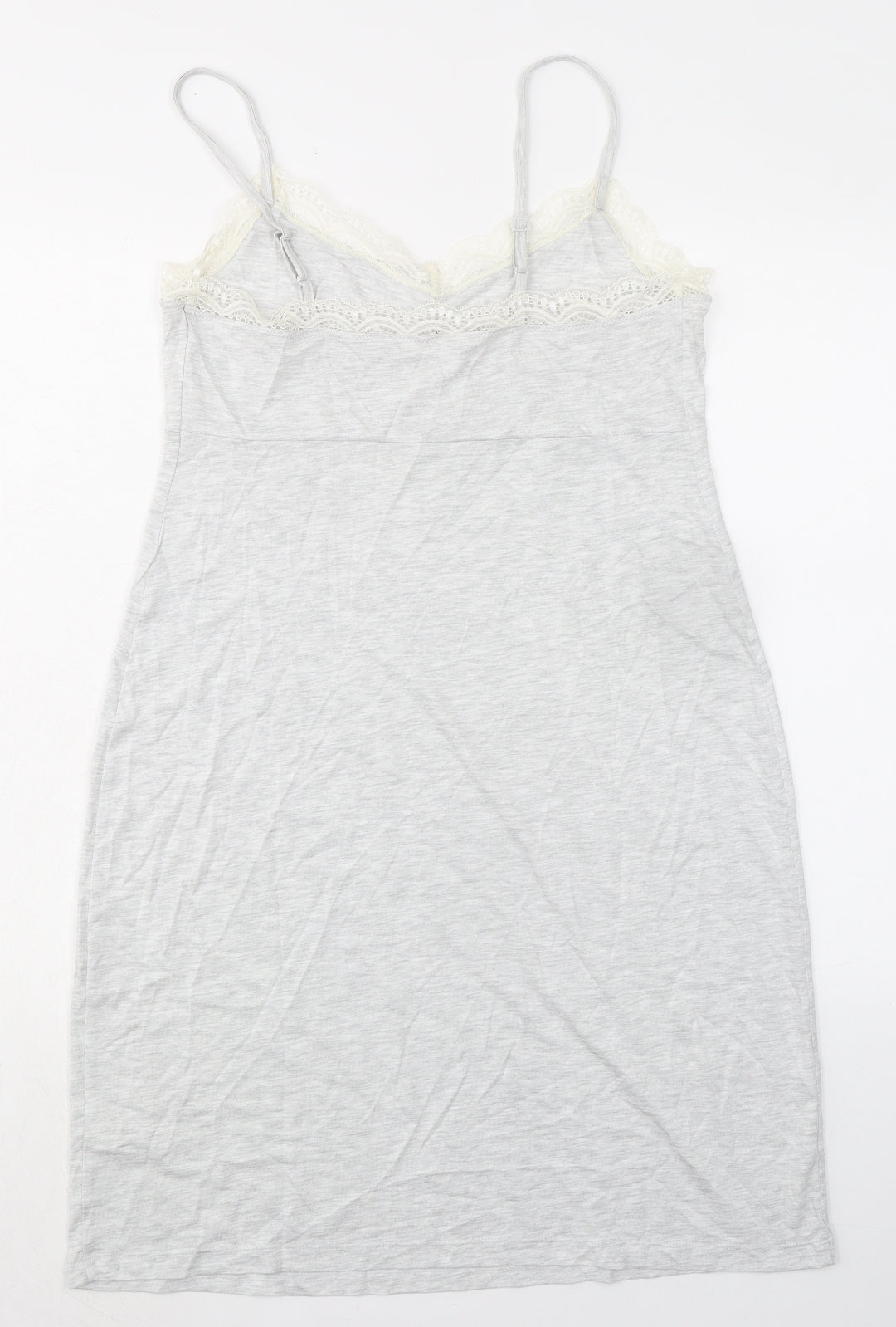 Marks and Spencer Womens Grey Solid Viscose Cami Dress Size M - Lace Trim