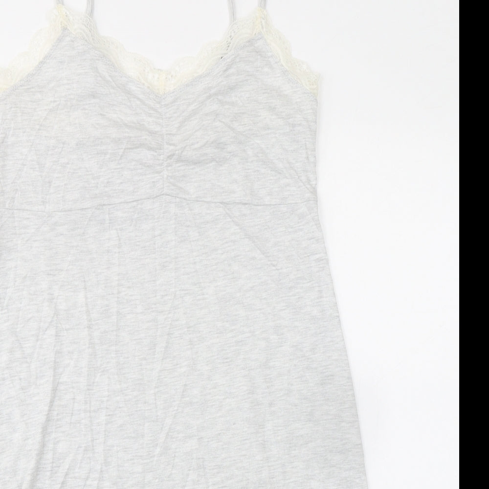 Marks and Spencer Womens Grey Solid Viscose Cami Dress Size M - Lace Trim
