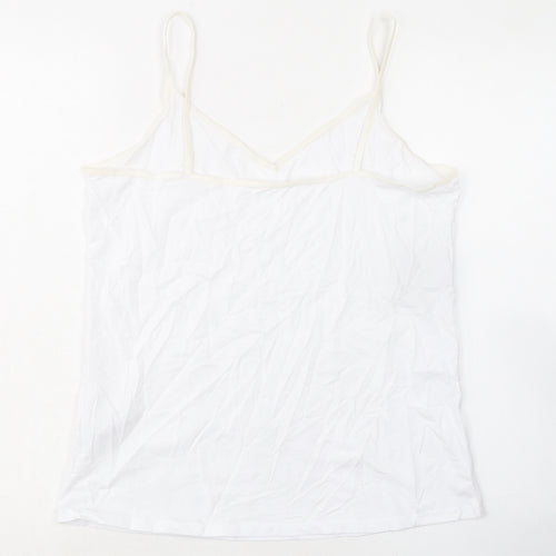 Marks and Spencer Womens White Cotton Basic Tank Size 18 V-Neck